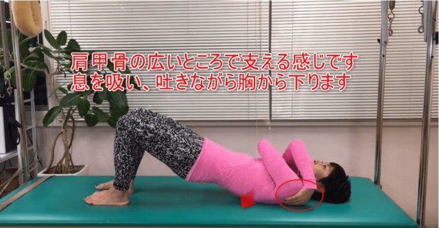 03-07_肩甲骨の広いところで支える感じです息を吸い、吐きながら胸から下ります