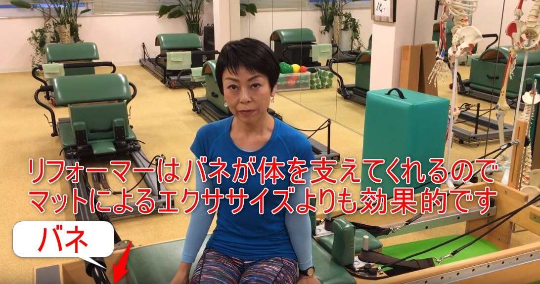 23-07_リフォーマーはバネが体を支えてくれるのでマットによるエクササイズよりも効果的です