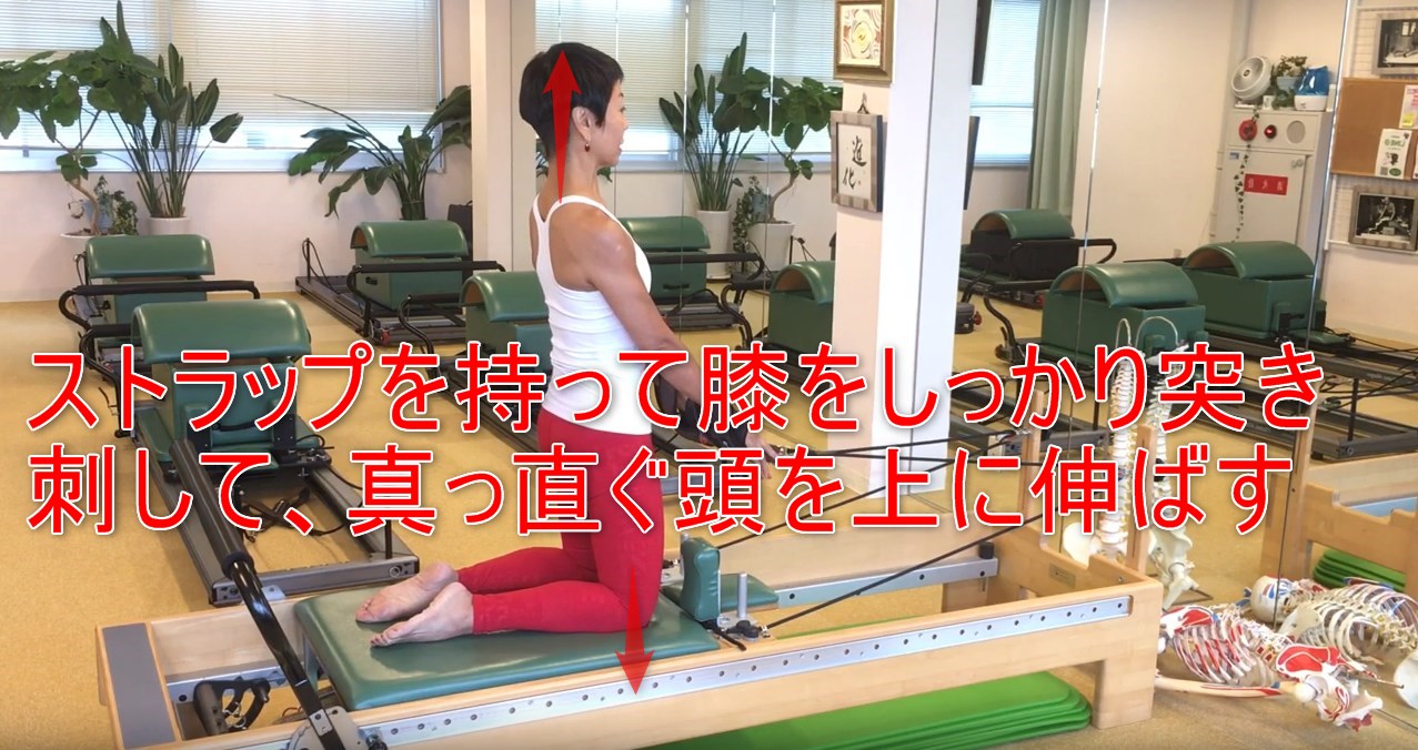 60-04_ストラップを持って膝をしっかり突き刺して、真っ直ぐ頭を上に伸ばす